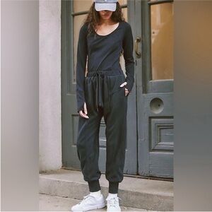 NWOT Free People Movement Make it Count Black Long Sleeve Jumpsuit